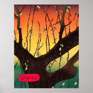 Poster Arbre en fleurs du Japon