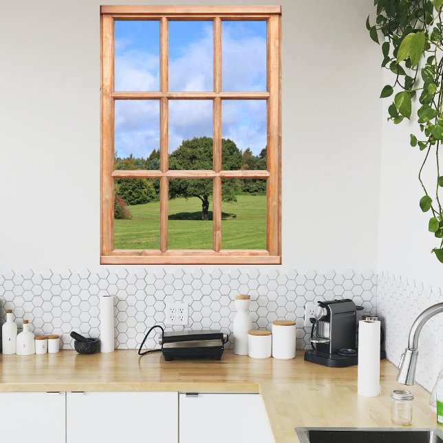 Poster Arbre en vue campagne depuis une fenêtre (Créateur téléchargé)