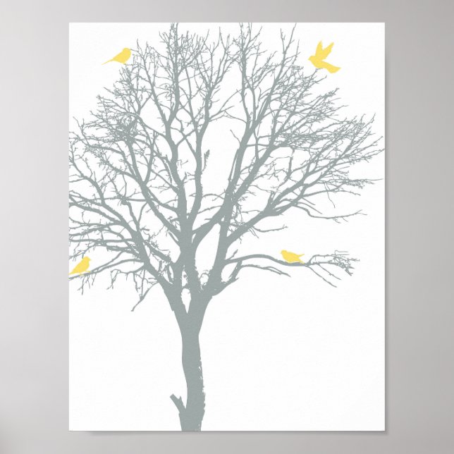 Poster Arbre familial aux oiseaux jaunes (Devant)
