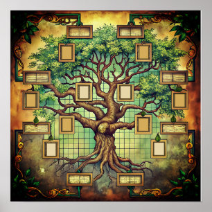 Poster Arbre familial coloré
