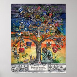 Poster Arbre familial héraldique SCA par Portia St. Luke