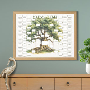 Poster Arbre généalogique sur 7 générations, ascendance e