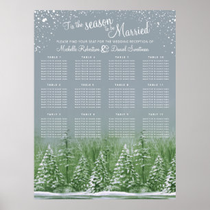 Poster Arbre gris de mariage d'hiver 12 tables