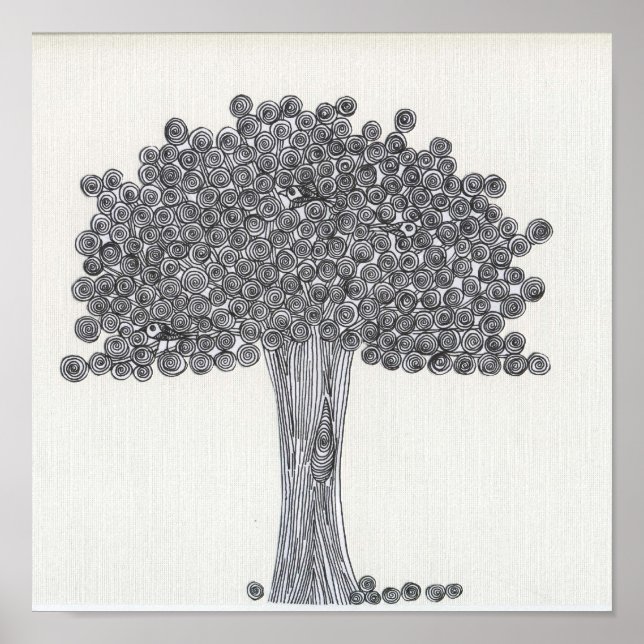 Poster Arbre lunaire - Vous voyez des oiseaux ? (Devant)