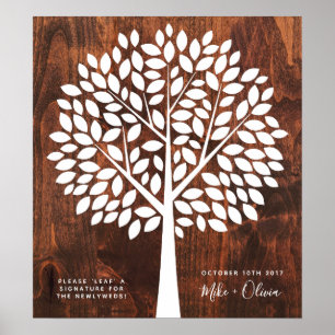 Poster Arbre Mariage livre d'hôtes alternative   130 Feui