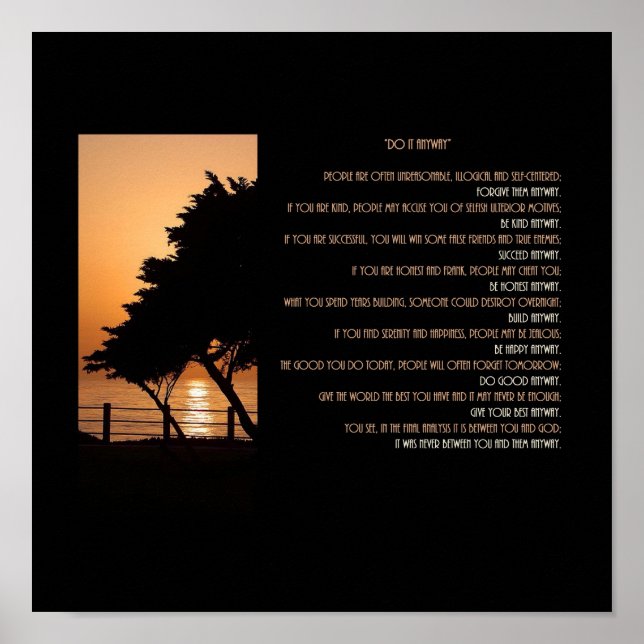 Poster Arbre & Océan Sunset Faites-Le De Toute Façon (Devant)