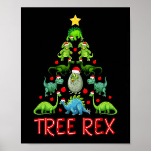 Poster Arbre Rex Arbre de Noël Tee Kids Cute Dinosaur Xma