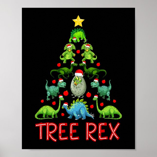 Poster Arbre Rex Arbre de Noël Tee Kids Cute Dinosaur Xma (Devant)