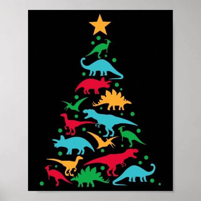 Poster Arbre Rex Dinosaur Dino Noël Arbre de Noël Fu (Devant)