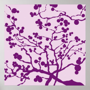 Poster arbre rose