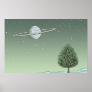 Poster Arbre silencieux debout sur une étoile lointaine.