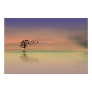 Poster Arbre soufflant dans le vent