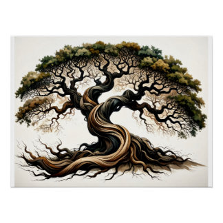 Poster Arbre tordu antique