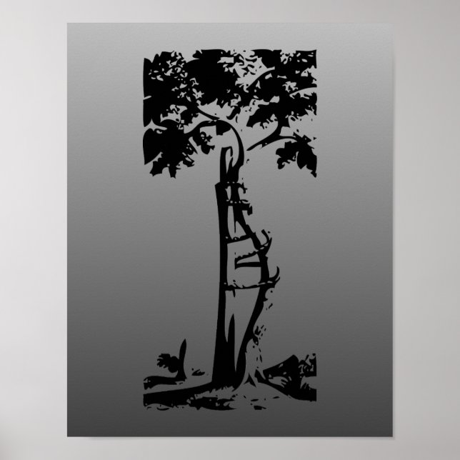 Poster Arbre tordu orthopédique sur dégradé (Devant)