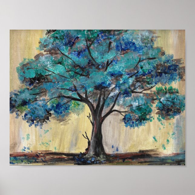 Poster Arbre turquoise (Devant)