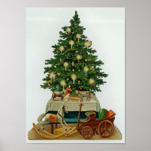 Poster Arbre vintage et Jouets en bois