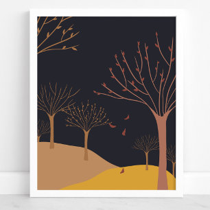 Poster Arbres aux feuilles tombantes Paysage d'automne