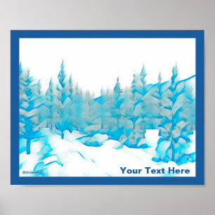 Poster Arbres bleus neigeux