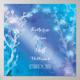 Poster Arbres Célestes Miroitant Mariage Bleu