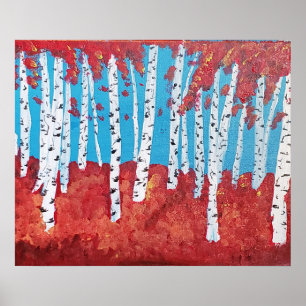 Poster Arbres de bouleau dans la copie acrylique de