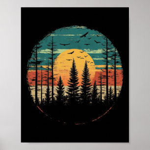 Poster Arbres de la forêt rétro à l'extérieur Nature Femm