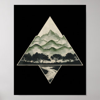 Poster Arbres de la forêt rétro Faune Nature Vintage