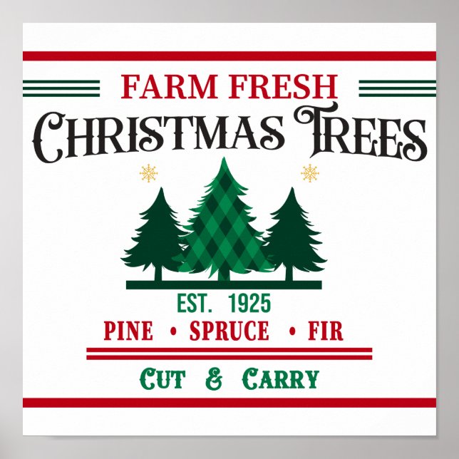 Poster Arbres de Noël frais de ferme - Couper et transpor (Devant)