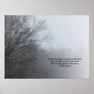 Poster Arbres d'hiver en brouillard - citation de Khalil