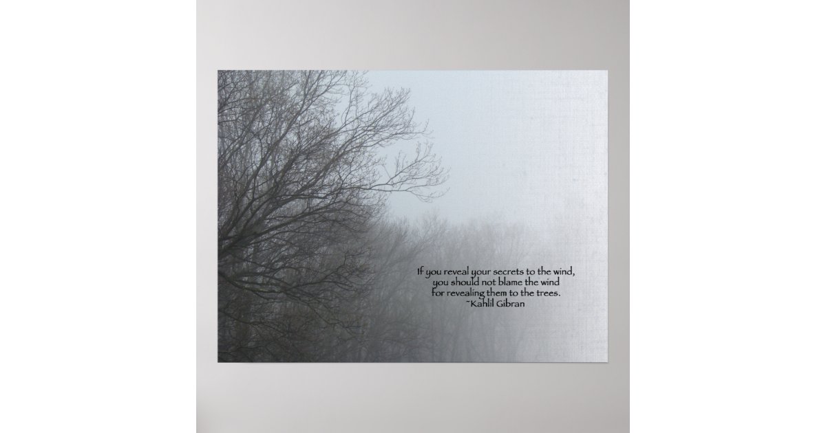 Poster Arbres D Hiver En Brouillard Citation De Khalil Zazzle Ca