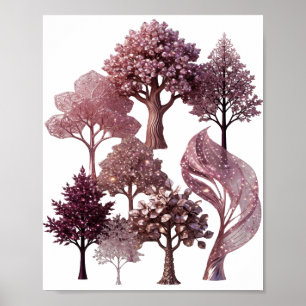 Poster Arbres en pierre précieuse argentée