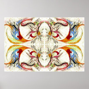 Poster Arbres et oiseaux imaginaire