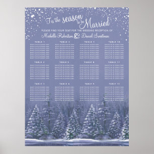 Poster Arbres gris bleu 12 table mariage