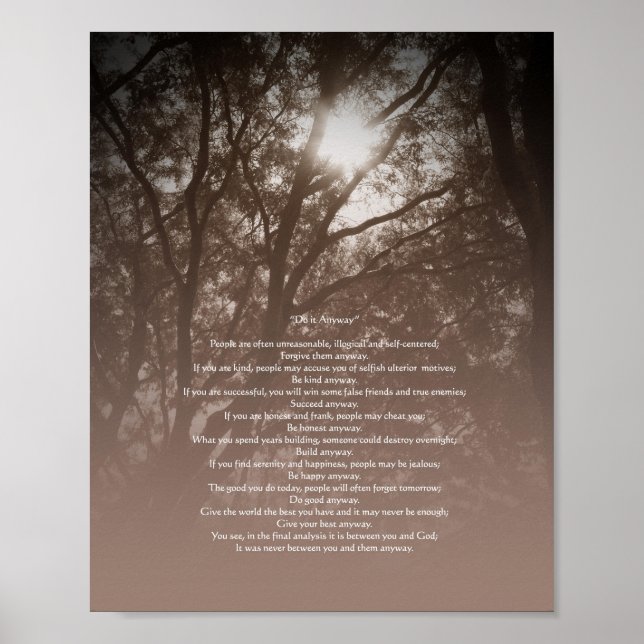 Poster Arbres qui brillent "Faites-le de toute façon" Tex (Devant)