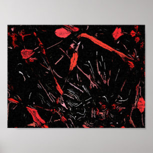 Poster Arbres rouges, art abstrait, peinture sur toile no