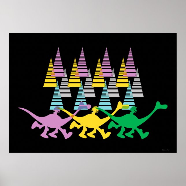 Poster Arbres verts jaunes pourpres Spot et Arlo (Devant)