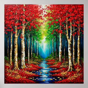 Poster Arbres vibrants et feuillage d'automne