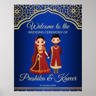 Poster Arc bleu arabe royal couple hindou indien
