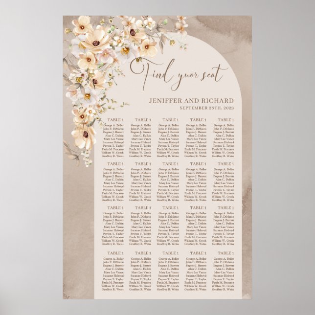 Poster Arc Boho aquarelle fleur sauvage tables neutres (Devant)