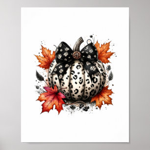 Poster Arc Coquette Citrouille Saison Automne Feuilles d'