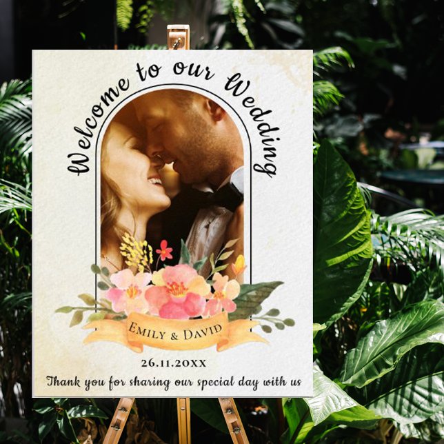 Poster Arc de Bienvenue de Mariage avec Fleurs de Pêcher  (Créateur téléchargé)