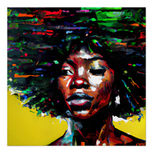 Poster Arc en arc-en-ciel en bande Black Melanin Afro Que