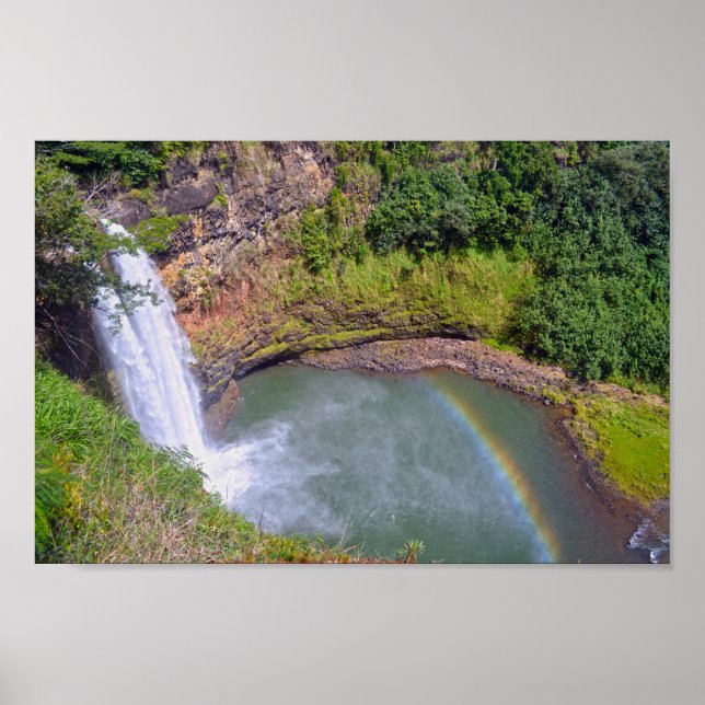 Poster Arc en ciel à Wailua Falls, Kauai, Hawaii (Devant)