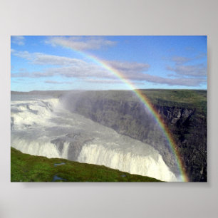 Poster Arc en ciel au-dessus de la cascade Gullfoss Islan