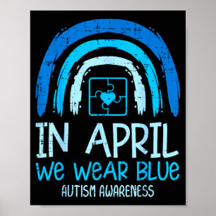 Poster Arc-en-ciel Avril Nous Portons Bleu Autisme Sensib