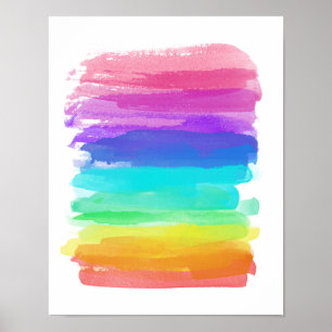 Poster Arc-en-ciel Brushstrokies Minimaliste Humeur Happy