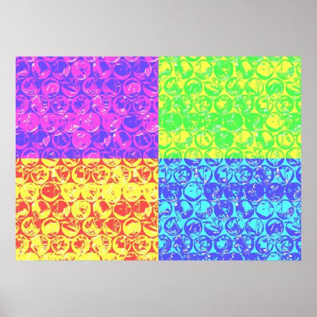 Poster Arc en ciel bulle envelopper pop art (Devant)