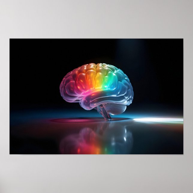 Poster Arc-en-ciel Cerveau Autisme Neurodiversité Sensibi (Devant)