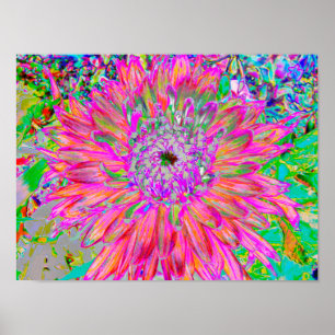 Poster Arc-en-ciel coloré Abstrait Dahlia Flower