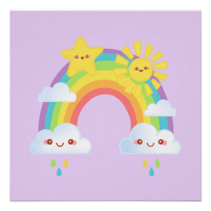 Poster Arc-en-ciel coloré esthétique