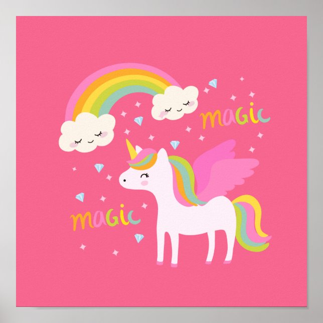 Poster Arc-en-ciel de Unicorne (Devant)